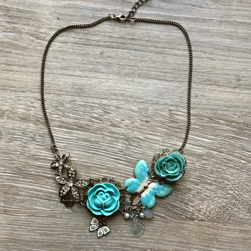 2 for $10 bundle- Blue Flower Necklace